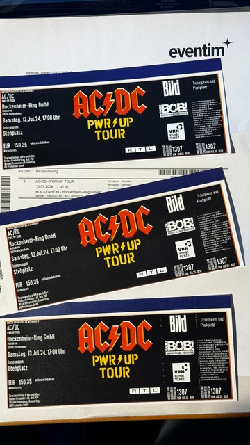 3 X AC/DC Tickets Hockenheimring 13.07.2024 Stehplatz Innenraum EUR 600 ...
