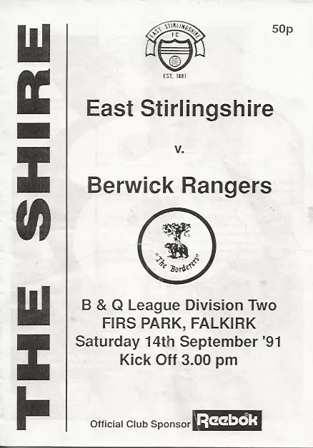 East Stirling v Berwick Rangers Scottish League 14th September 1991