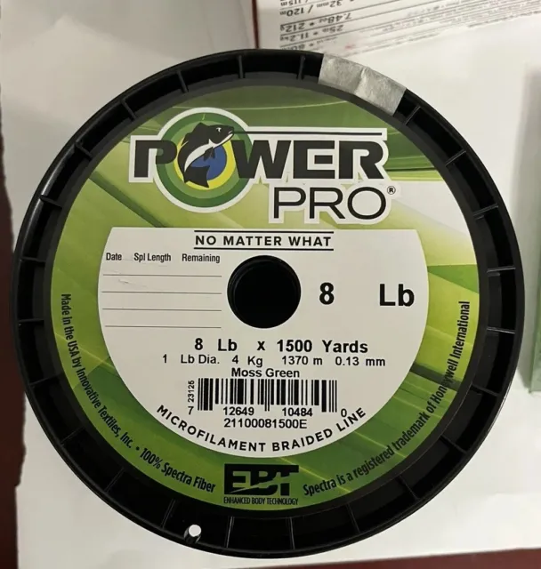 Power Pro 21100081500E Spectra Braided Fishing Line 8lb 1500yd Green