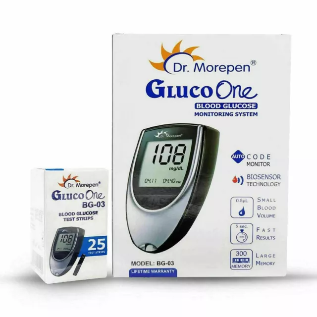 Dr Morepen Bg 03 Glukometer-Kit (Mit Kostenlosen 25 Streifen)