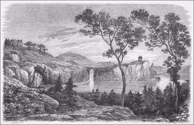 LAC du PARC des BUTTES CHAUMONT au 19e siècle - Gravure du 19e siècle
