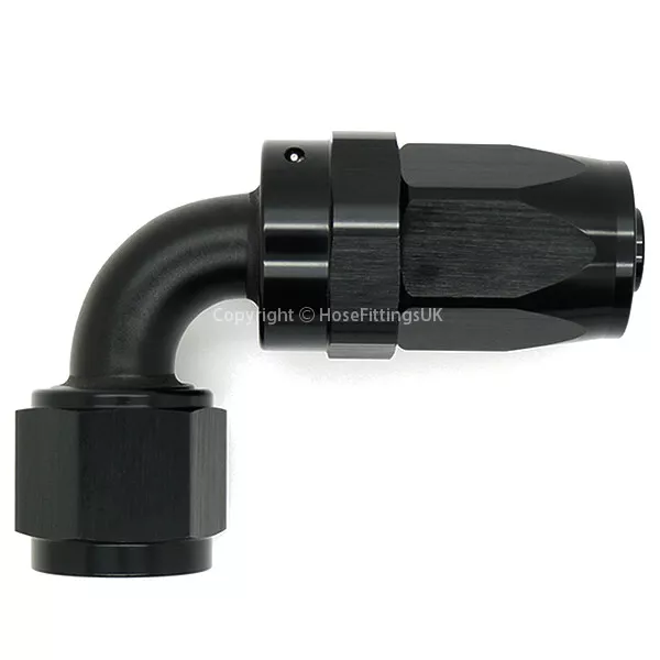 AN-8 8AN BLACK JIC 90 Degree Swivel FAST FLOW Fuel Oil Braided Hose Fitting