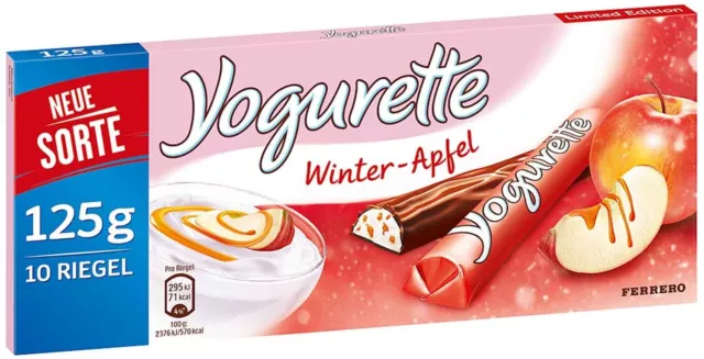 (1000g=14,39€) Ferrero Yogurette Winter Apfel Limited Edition 10 Tafeln je 125g 2