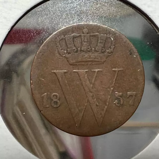 1857 Netherlands 1/2 Cent Collector Coin