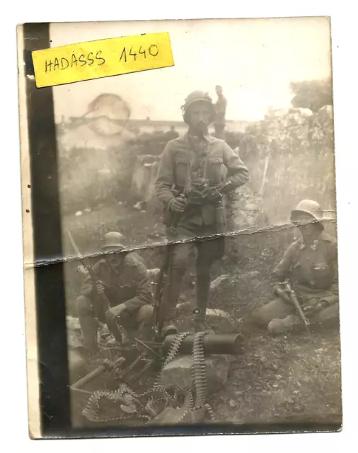 Foto  K.u.K  Monarchie  , sturmtruppe , Stahlhelm , Italienisches MG und Bajonet