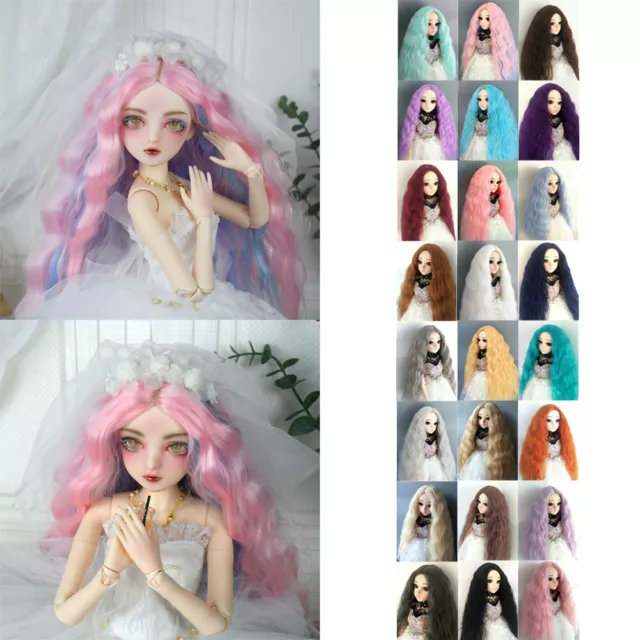 Fashion Pretty Dolls Long Curly Wigs Hair for 1/3 1/6 1/8 BJD Doll 24 Colors Wig