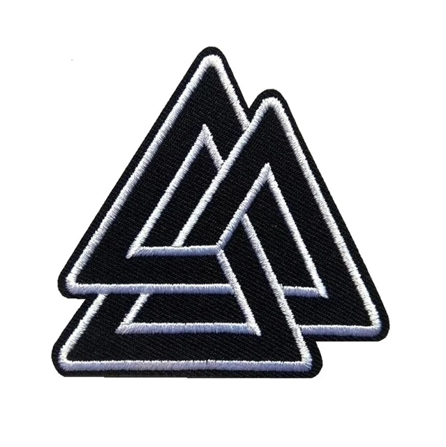 Écusson Brodé Phosphorescent Valknut Viking - 8.3x8.3cm | Fixation Crochet Ou Adhésif - Motif Nordique