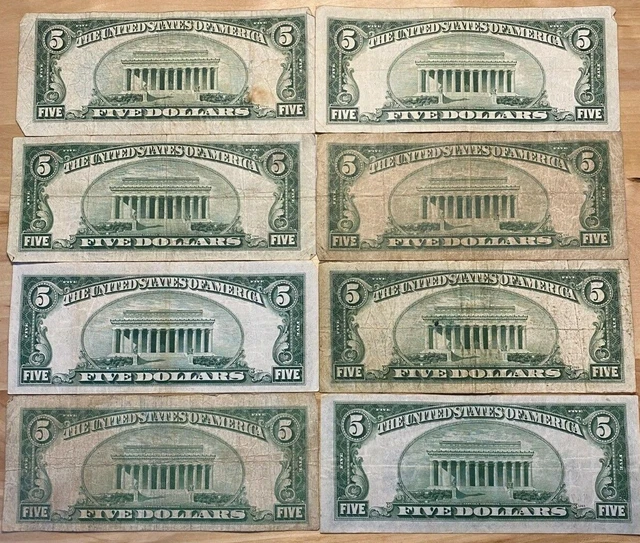 (1) 1934 $5 Dollar Blue Seal Silver Certificate Note FIVE Bill Lot Estate Sale 3