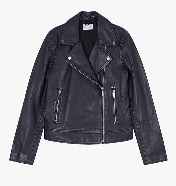 Jigsaw washed leather biker jacket deals