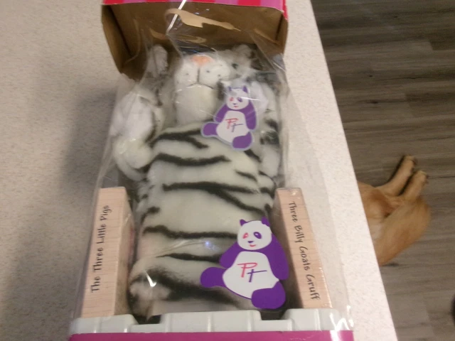 Puppetteller White Tiger Puppet Story Teller w 2 Story Cartridges New