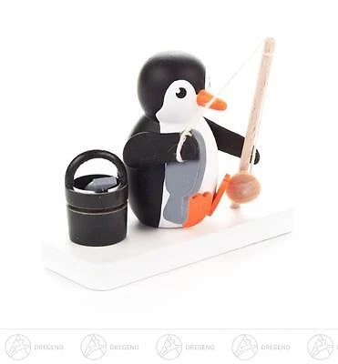Miniatur Pinguin Angler  H=ca 4,5 cm NEU Erzgebirge Weihnachtsfigur Holzfigur