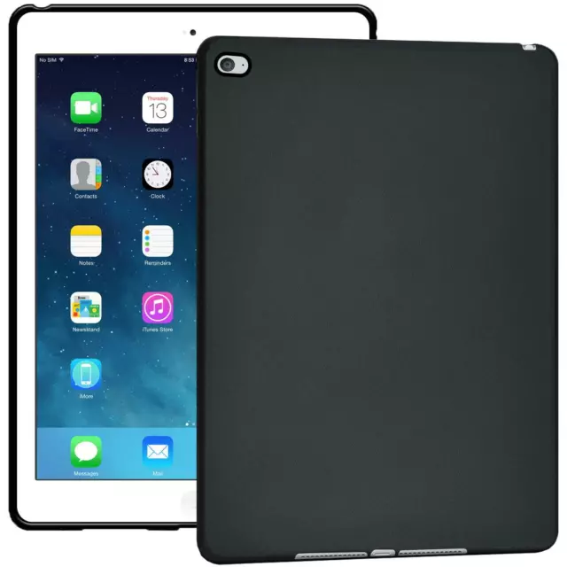 Tablet Case für iPad Air 2 Hülle Silikon Schale Tasche Cover Matt Schwarz Etui