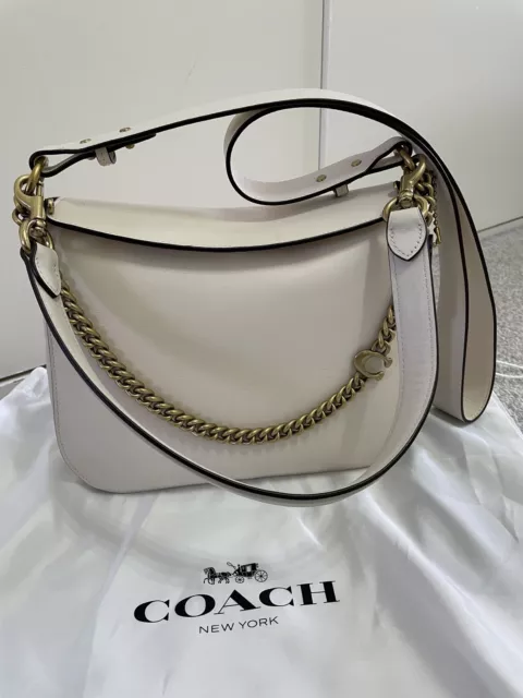 BRAND NEW COACH Signature Chain Hobo Bag In White. Rrp 350. Free