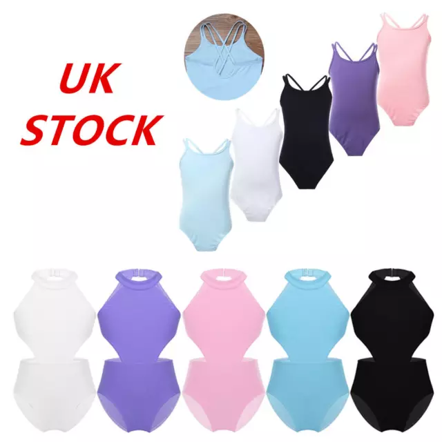 Girls Straps Ballet Dance Leotards Kids Gymnastics Strechy Bodysuit Dancewear