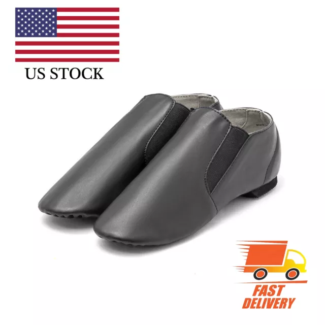 PU Leather Upper Jazz Shoe Slip On for Kid/Toddler/Girl/Boys Dance Shoes