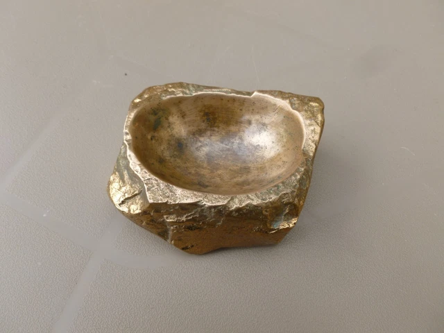 Cendrier Vintage En Bronze Doré Signé Monique Gerber - Objet De Décoration Français