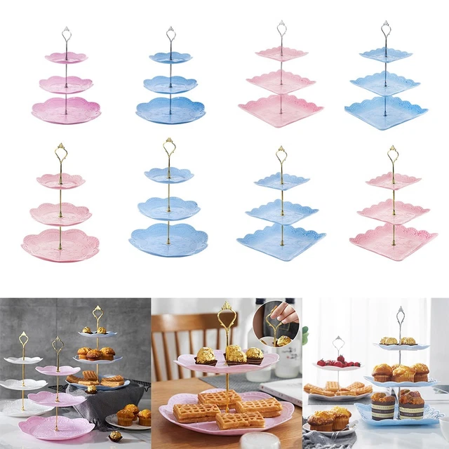 Soporte de pastel de fiesta de larga duración herramienta de postre de pastel estructura de tres capas