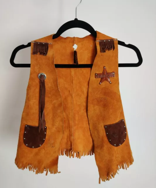 John R Craighead Denver 100% Leather Jr. Cowboy Cowgirl sz 12 Vest USA made