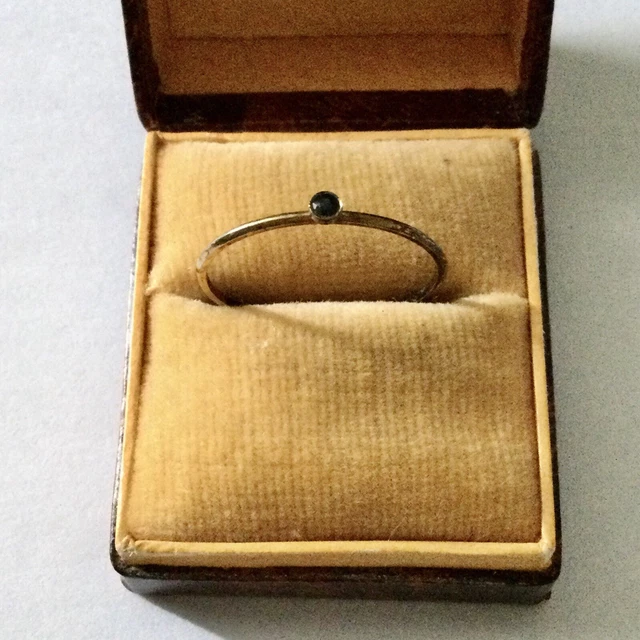Bague Ancienne Art Déco (vers 1900) - Saphir Bleu Naturel Solitaire - Plaqué Or - Taille 55