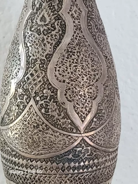 Beautiful Genuine Middle Eastern Solid Silver Vase By Saraeyan