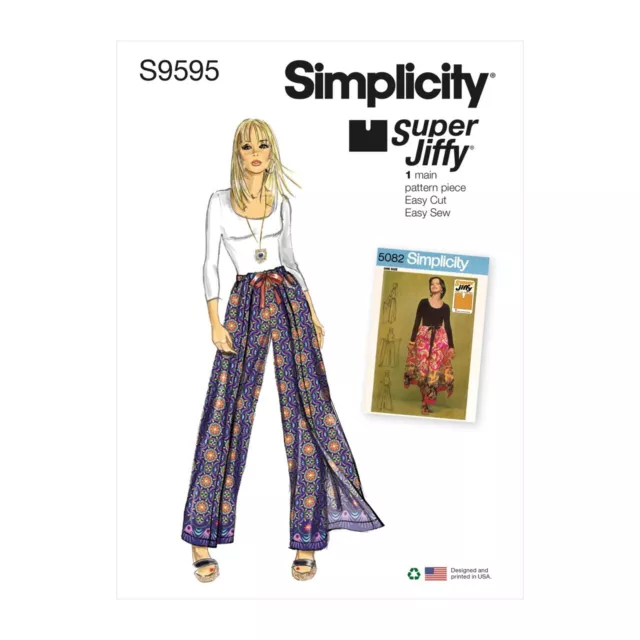 SIMPLICITY SEWING PATTERN 9595 MISSES 10-20 VINTAGE 70s WRAP & TIE PANTS / SKIRT