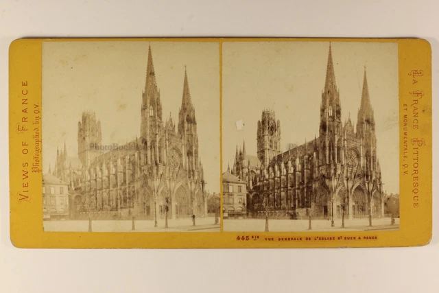 Frankreich Rouen Kirche Saint-Ouen c1865 Foto Stereo Jules Valecke Albumin