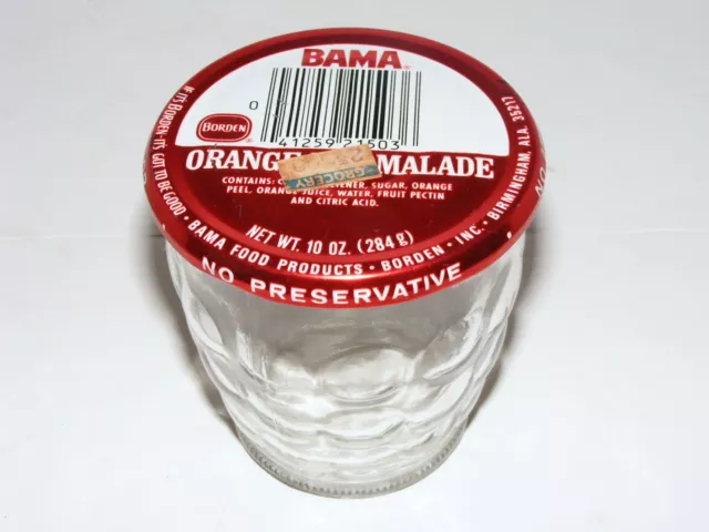 Vtg Borden Bama Jelly Jam Jar Orange Marmalade Embossed Drinking Glass 1970s