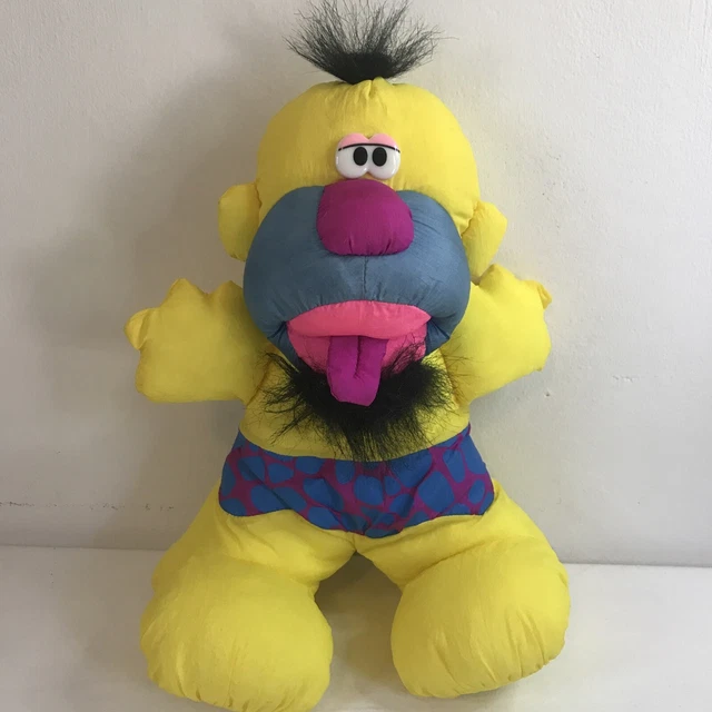 Vintage Fisher Price 1992 Yellow Caveman Puffalump Stuffed Grunts Plush Doll- A3