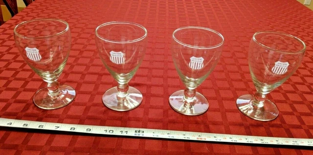 UNION PACIFIC Railroad Set of 4 Wine Water Glass Goblets Four 5.5" Tall Shield