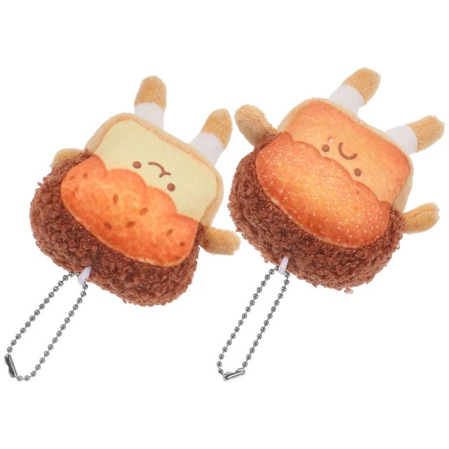 2 pz borsa con ciondolo bambola toast peluche zaino ripieno pane ciondolo decorazione da appendere