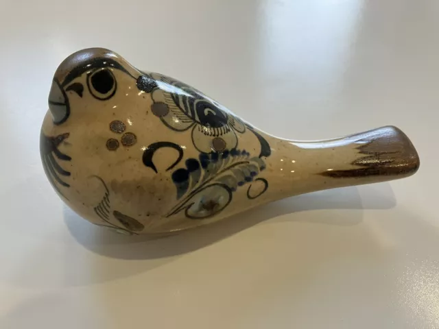Seltener Vintage Tonala mexikanischer Taubenvogel Mexiko Volkskunst handbemalt signiert sehr guter Zustand