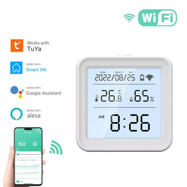 Smart WiFi Temperature Humidity Sensor Detector Hygrometer Thermometer For Tuya