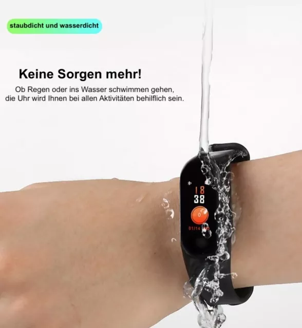 Bluetooth Smartwatch Fitnessuhr Armband Tracker Sport Schrittzähler Wasserdicht 3