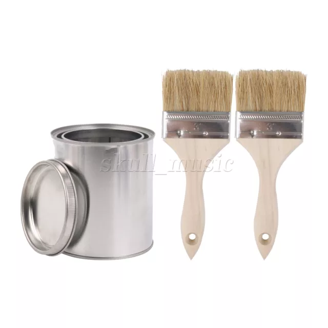 3 Pieces Flat Paint Brush w/ Extended Wooden Handle 3" & 2 Pint Unlined Can