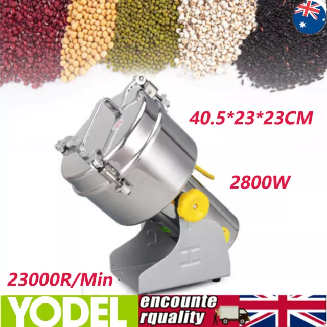 2800W Electric Grain Mill Machine Cereal Spice Grinder Herb Bean 304 Stainless