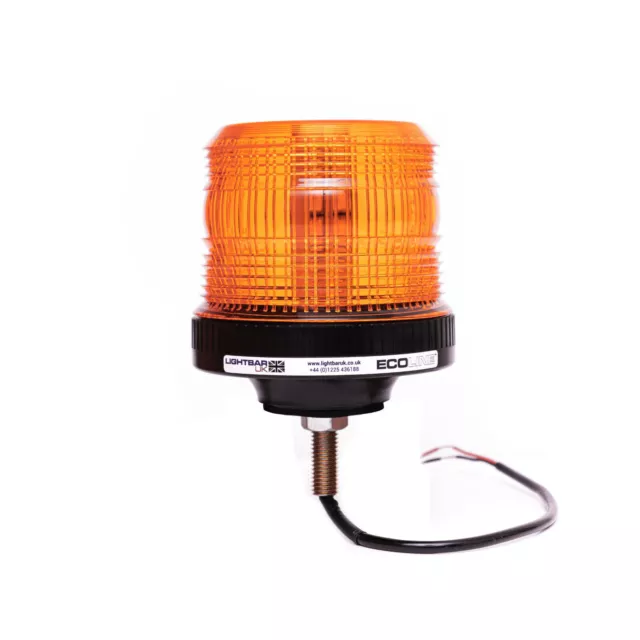 Ecoline Single Bolt Mount R65 Agri Rotating Flashing Amber LED Strobe Beacon