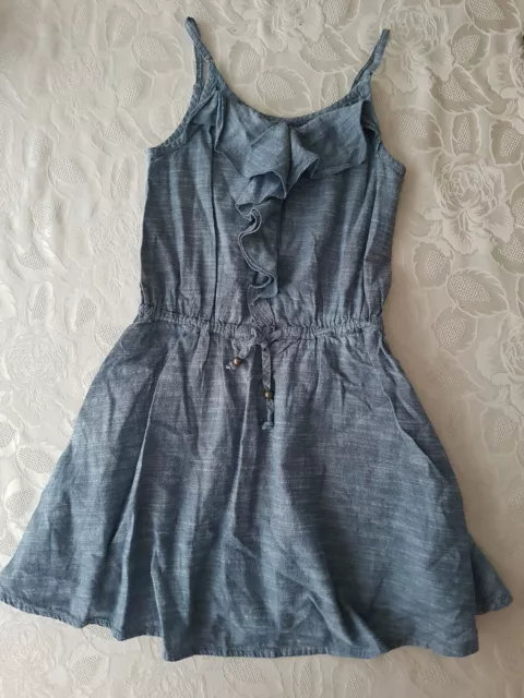 Next Girl’s Denim Dress Blue Cotton Dress With Frill Ruffle Detail Age 7 Years