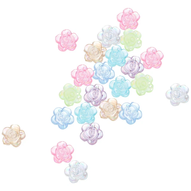 20 Pcs Flower Beads Charm Child Kids Jewlery Hair Accessory Making Accessories