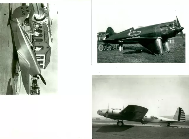 Set Of 3 - Lot #47 B&W 4X6 Photos: Delgado Maid  & Burrows Racing Airplanes