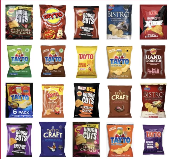 Tayto Irsh Crisps Gusti Assortiti 40 X Confezioni Di Tayto Irsh Crisps Scatola Mista