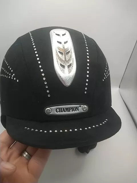 Champion Junior X Air Plus Star Riding Hat Size 62cm Or 7 5/8 Black Velvet Hat