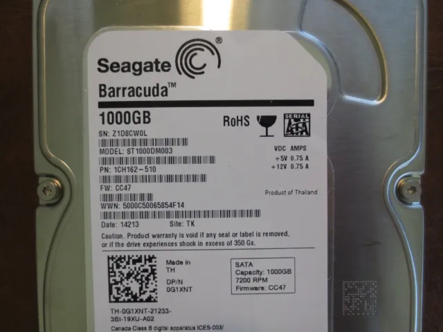 Seagate ST1000DM003 1CH162-510 FW:CC47 TK 1000gb 3.5" Sata HDD