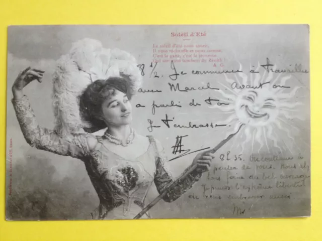 cpa 1900 Phot. BERGERET & Cie NANCY Soleil d'été à Madame E. WERY de BRUXELLES