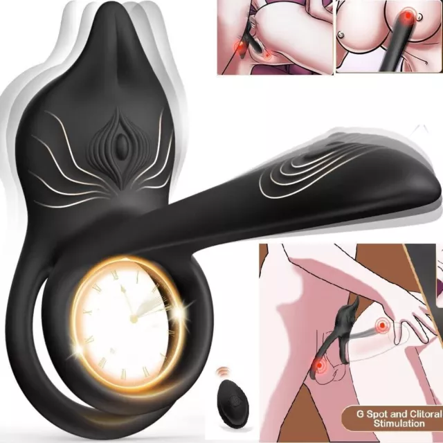 Dual-Cock-Vibrator-Penile-Ring-Penis-G-Spot-Clit-Stimulator-Toys-Men-Women