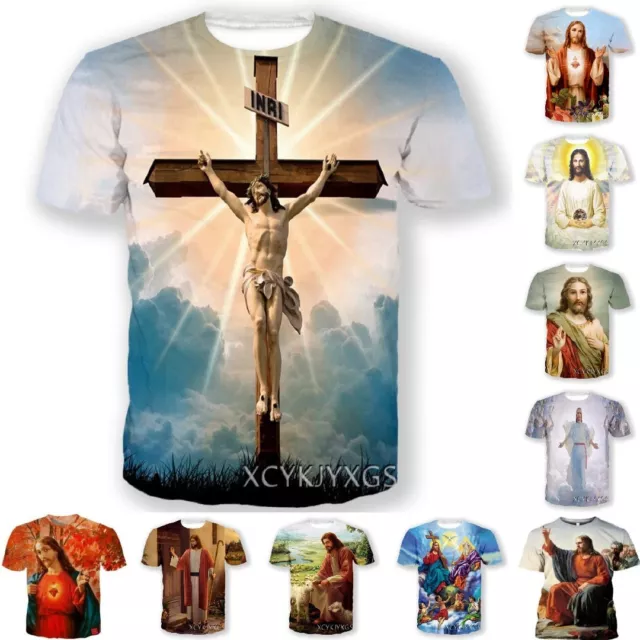 My Gods Jesus 3D Print Womens Mens Casual Short Sleeve T-Shirt Tops