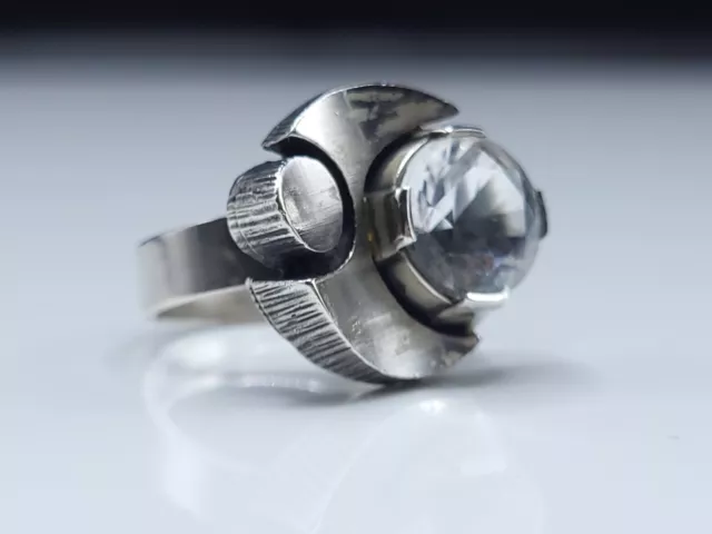 Modernist Designer Ring Finland 1987 Bergkristall Karl Laine (Sten & Laine)