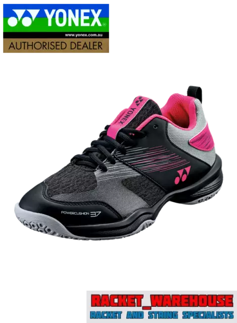 New Mens Yonex Power Cushion 37 Badminton Squash Indoor Shoes Black/Pink Shb37