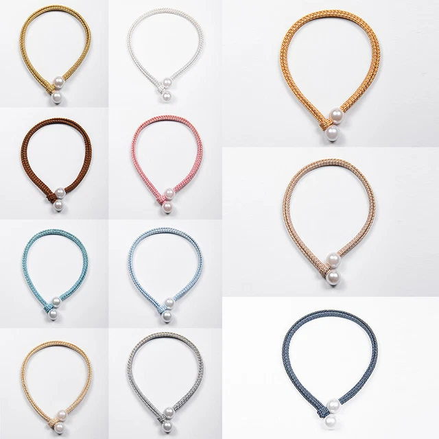 2 PCS Curtain Tie Backs Pearl Tiebacks Curtain Voile Holdbacks Curtain Tie Rope