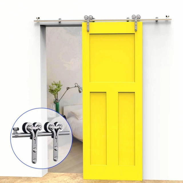 4-16FT Stainless Steel Sliding Barn Door Hardware Closet Track Kit Single/Double 2