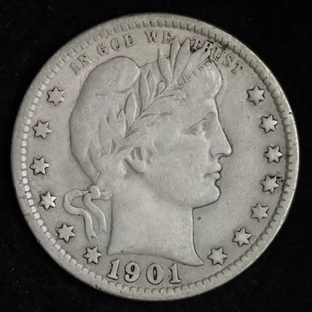 1901 Barber Silver Quarter CHOICE VF E168 KF